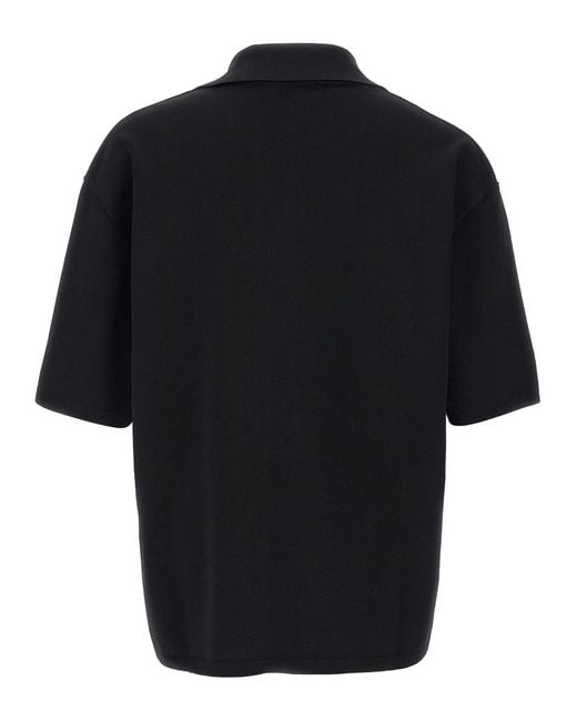 AMI Black V-Neck Polo Shirt With Oversized Fit