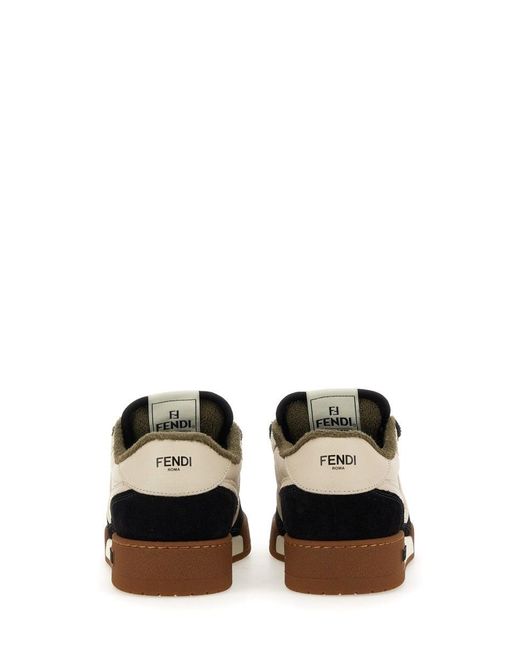 Match Low-Top Leather Sneakers-Donna di Fendi in White