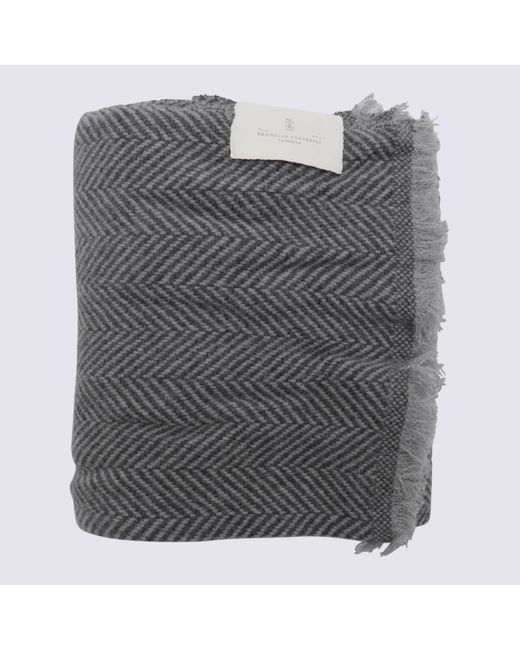 Brunello Cucinelli Gray Scarfs for men
