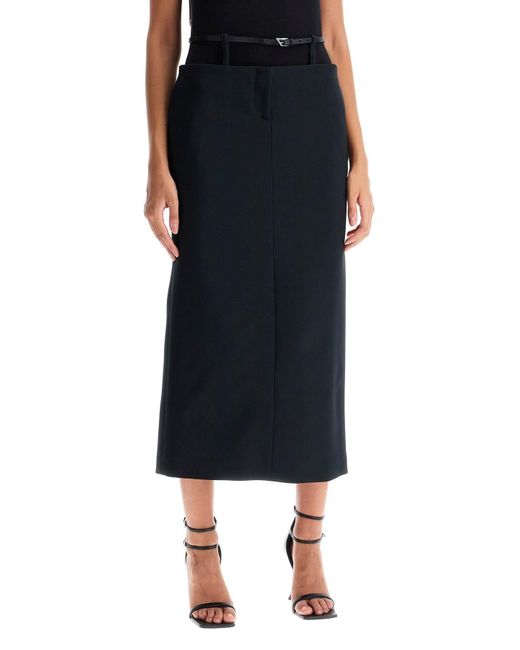 The Attico Gonna Midi Con Cintura Sottile in Black Lyst UK