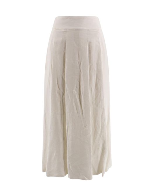 Lavi White Long Linen Skirt