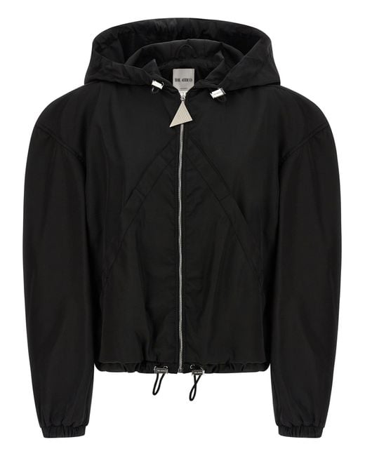 The Attico Black Maxi Hood Bomber Jacket