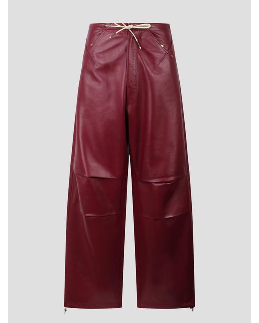 DARKPARK Red Daisy Plonge Nappa Leather Military Trousers