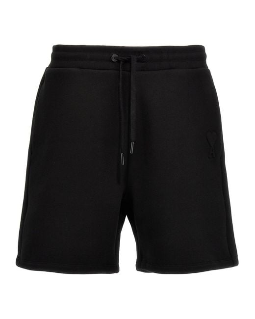 AMI Black 'Ami De Coeur' Bermuda Shorts for men