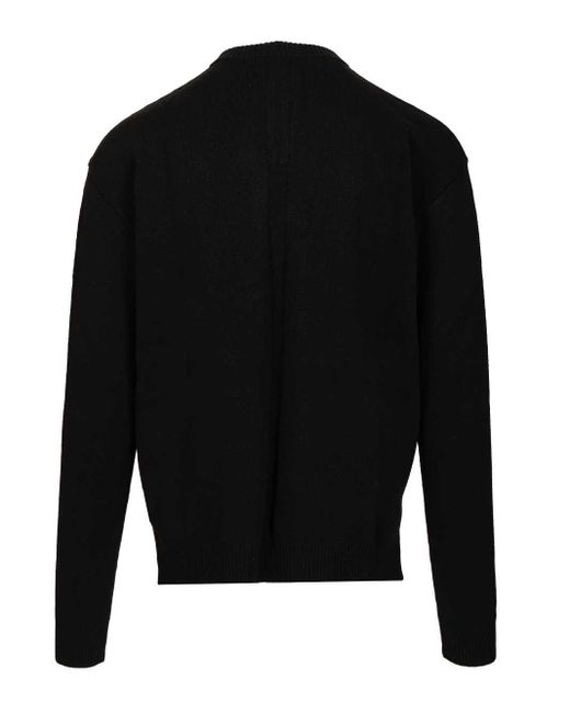 Rick Owens Black Cashmere Crew Neck Sweater Knitwear for men