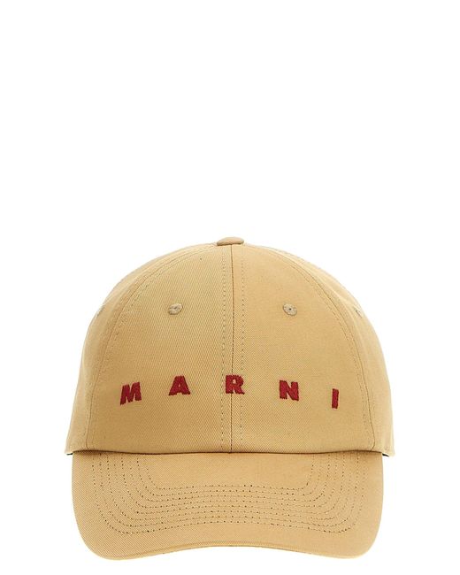 Marni Natural Logo Embroidery Cap Hats for men