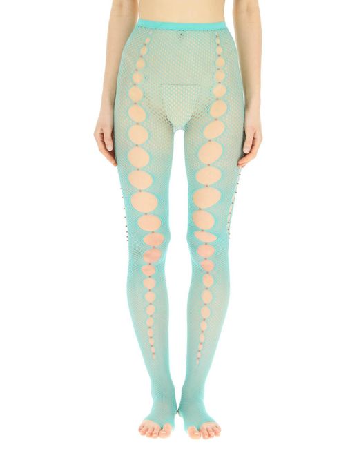 Rui Green Mesh Stockings With Cut Out And Beads