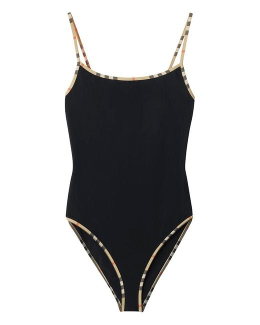 Burberry Black Check Detail Swimsuit