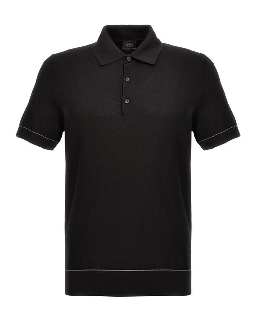 Textured Shirt Polo Nero di Brioni in Black da Uomo