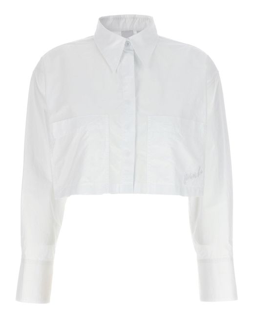 Pinko White 'Pergusa' Cropped Shirt