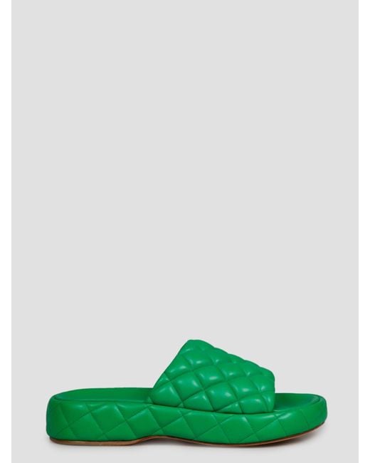 Bottega Veneta Green Grass Leather Padded Sandals