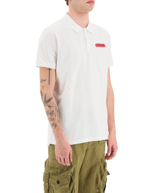 DSquared² White Logo Cotton Polo Shirt for men