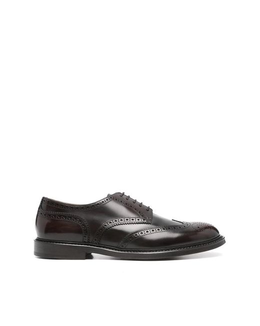 Doucal's Black Leather Oxford Shoes for men