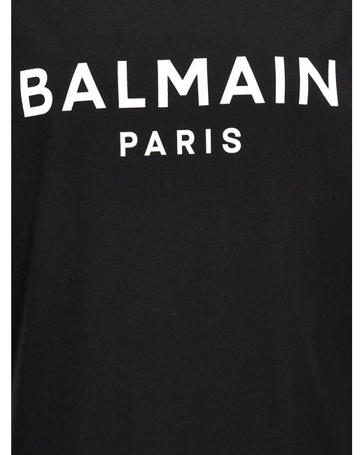 Logo Print T Shirt Bianco/Nero di Balmain in Black da Uomo