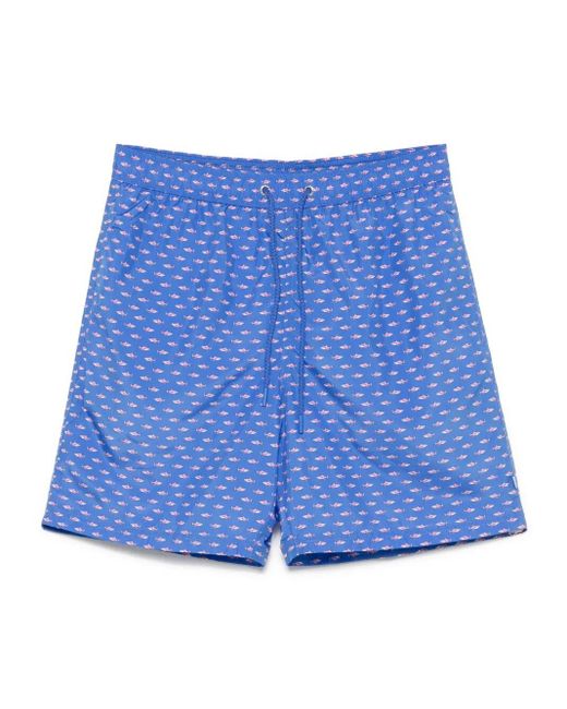 Paul & Shark Blue Printed Swim Shorts for men
