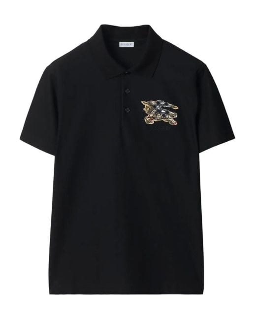 Burberry Black Equestrian Knight Design Polo Shirt for men