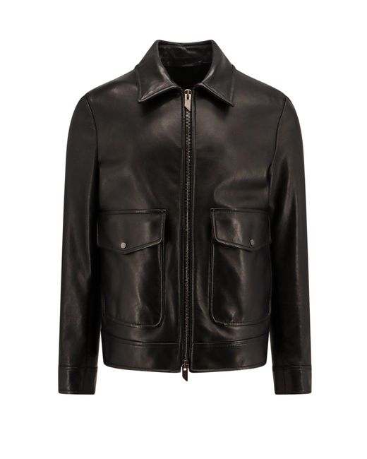 Salvatore Santoro Black Leather Jackets for men