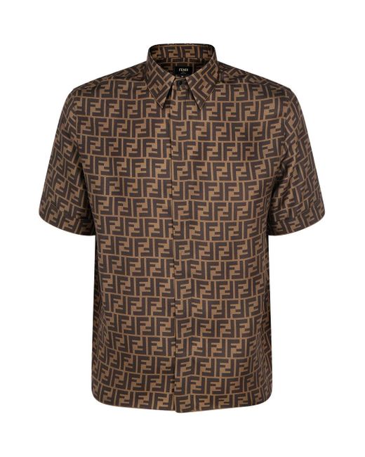 Camicia Logo di Fendi in Brown da Uomo