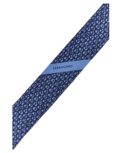 Printed Tie Cravatte Blu di Ferragamo in Blue da Uomo