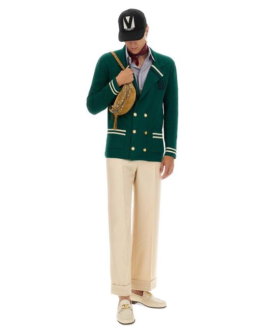 Valentino Garavani Green Cotton And Wool Jacket for men