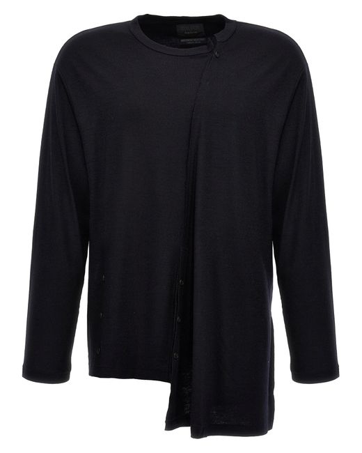 Yohji Yamamoto Black Oblique Buttons Sweater for men