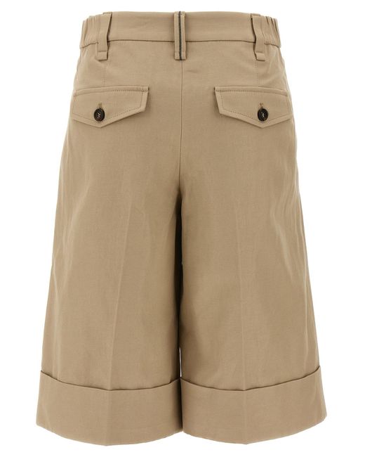 Brunello Cucinelli Natural Turn-Up Bermuda Shorts