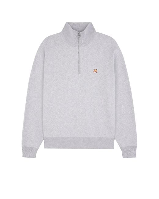 Maison Kitsuné White Cotton Sweatshirt With Embroidered Foxy Patch On The Front for men