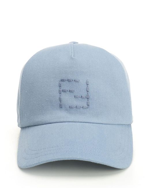 Fendi Blue Canvas Baseball Cap Hats Light for men