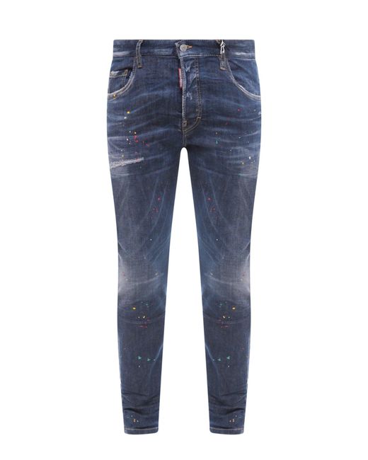 Jeans in cotone stretch con ricamo posteriore di DSquared² in Blue da Uomo