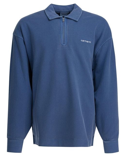 Carhartt Blue "Piqué Script" Sweatshirt for men