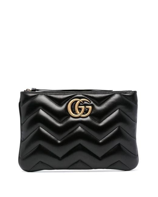 Gucci Black Gg Marmont Medium Clutch Bag