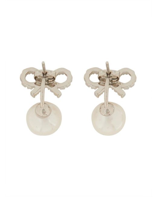 Earrings With Bow-Donna di Self-Portrait in White