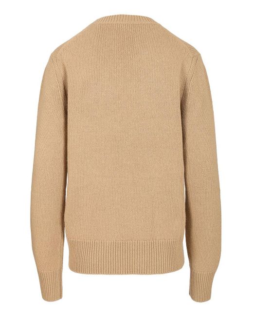 Burberry Natural Wool And Cashmere Sweater With Ekd Knitwear