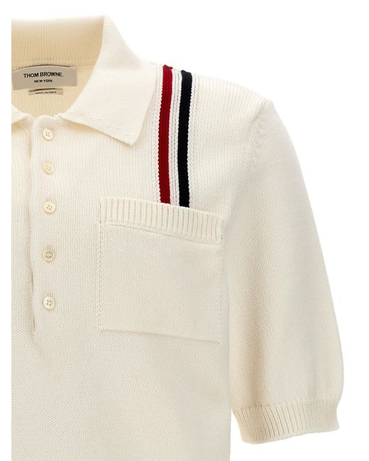 Jersey Stitch Polo Bianco di Thom Browne in White da Uomo