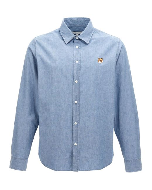 Fox Head Classic Camicie Celeste di Maison Kitsuné in Blue da Uomo