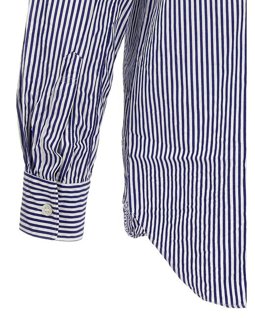 COMME DES GARÇONS PLAY Blue Logo Patch Striped Shirt Shirt, Blouse for men
