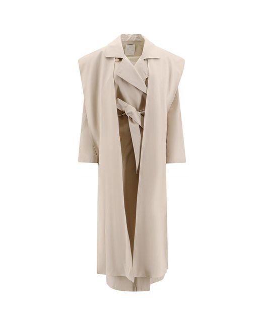 LE17SEPTEMBRE Natural Oversize Cotton Blend Trench With Belt