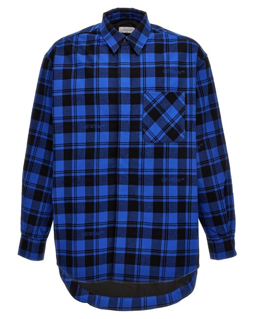 Off-White c/o Virgil Abloh Blue Check Flannel Casual Jackets, Parka for men