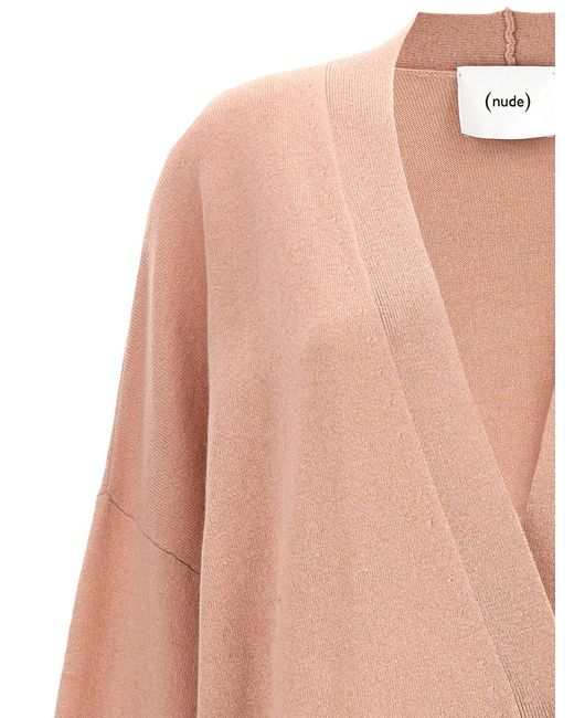 Nude Pink Oversize Cardigan Sweater, Cardigans