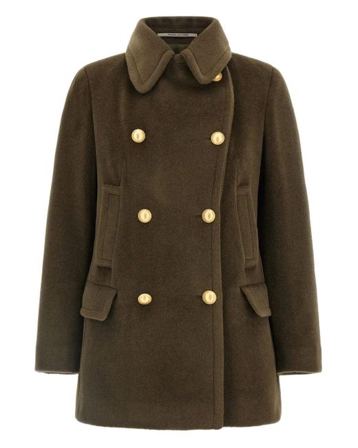 Tagliatore Green Double-Breasted Wool Short Coat