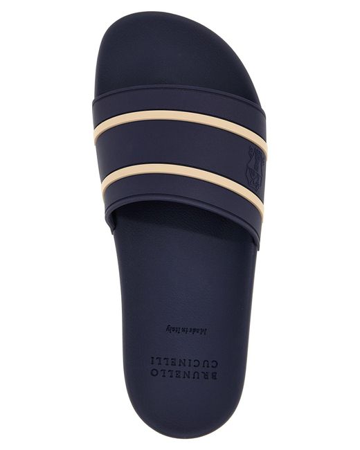Brunello Cucinelli Blue Striped Rubber Sandals for men