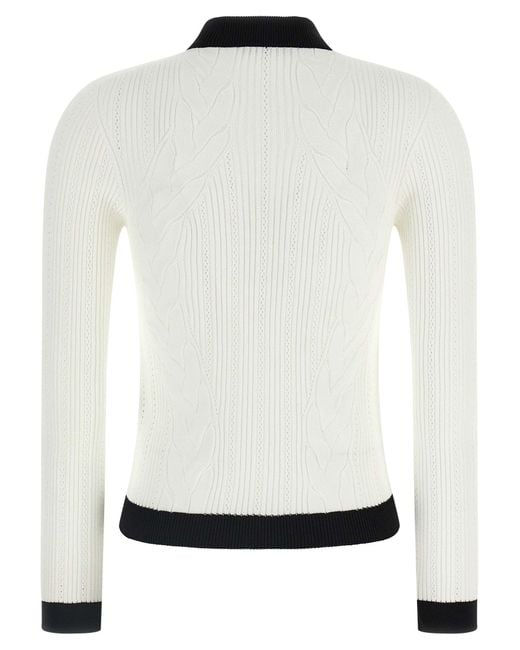 Balmain White Two-Tone Cardigan