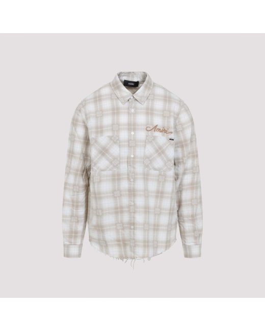 Light Camel Cotton Bleach Patch Flannel Bandana Shirt-Uomo di Amiri in Natural da Uomo