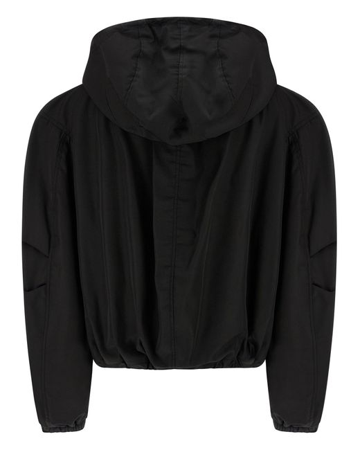 The Attico Black Maxi Hood Bomber Jacket