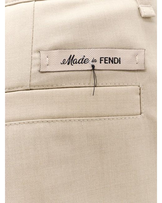 Shorts in lana con etichetta 'Made in ' di Fendi in Natural da Uomo