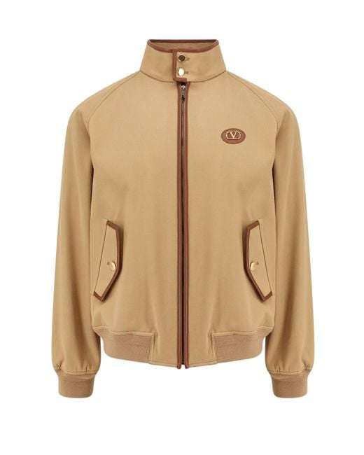 Valentino Natural Cotton Jacket With Leather Profiles for men