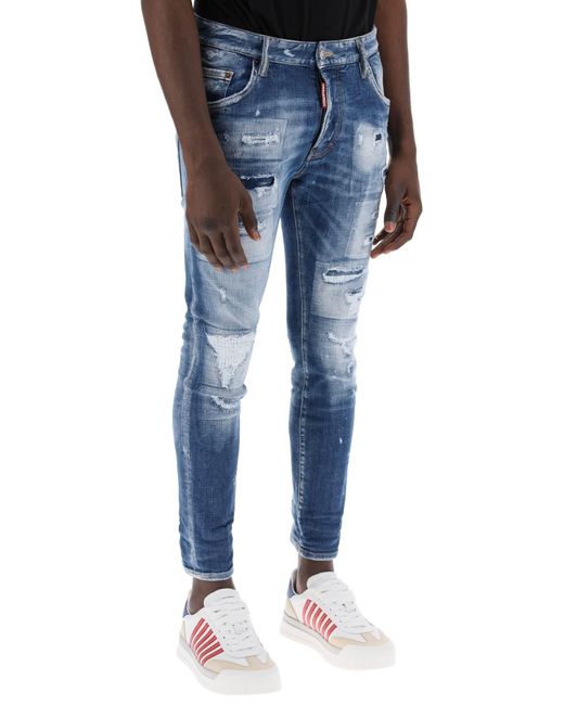 DSquared² Blue Destroyed Effect Skater Jeans for men