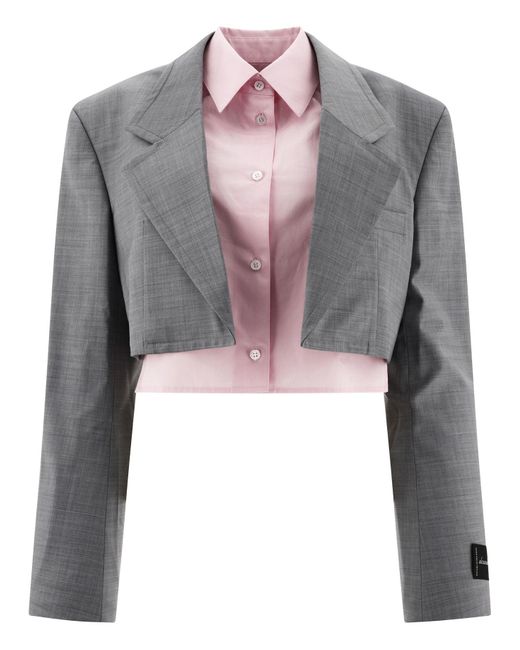 Pre-Styled Cropped Blazer With Dickie Giacche Grey di Alexander Wang in Gray