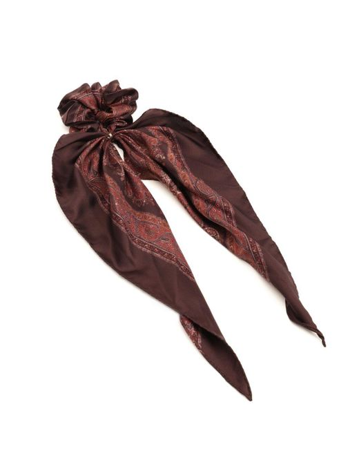 Saint Laurent Red Paisley Pattern Scrunchie Accessori Per Capelli
