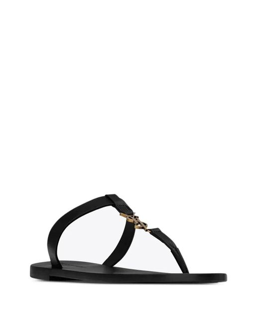 Saint Laurent Brown Leather Cassandre Thong Slippers for men